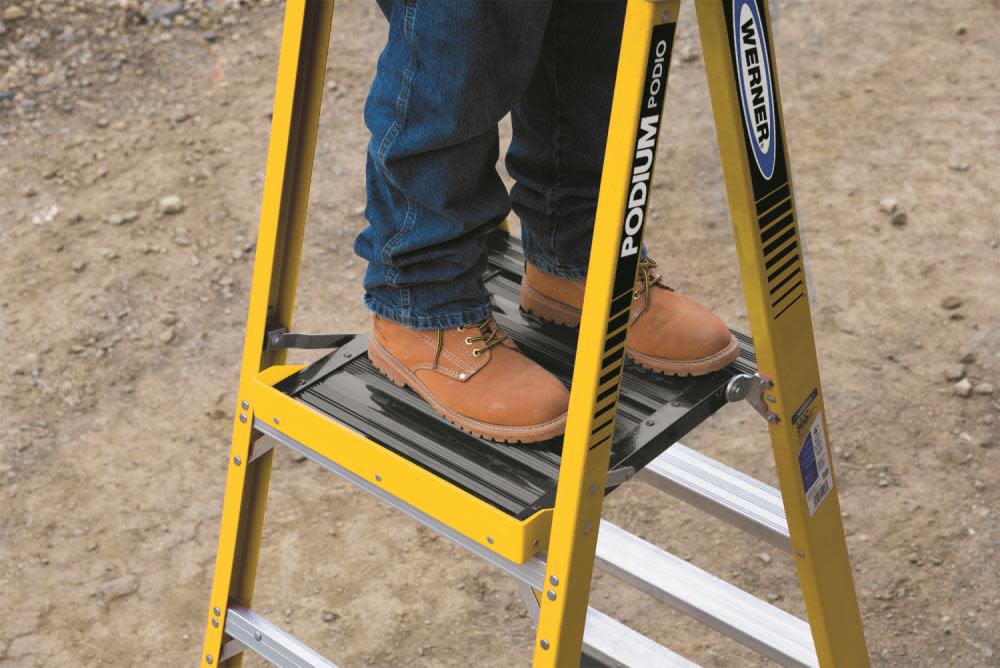 Podium 8-ft Fiberglass 375-lb Type IAA Platform Ladder ;