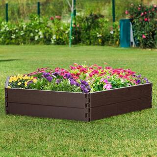 Gymax HDPE Plastic Raised Garden Bed Set Outdoor Planter Box for Vegetable Flower Gardening (2-Pieces) GYM09747