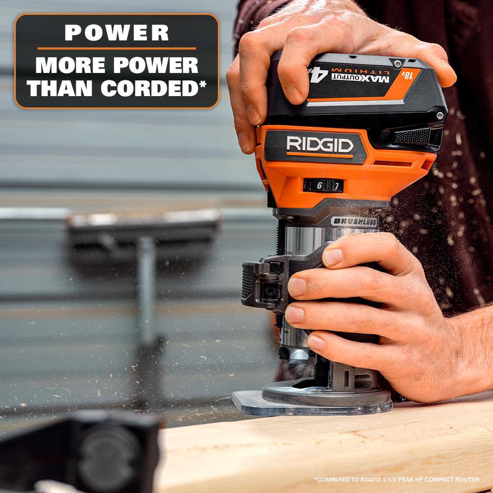 RIDGID 18V Brushless Cordless Compact Router (Tool Only) R860444B