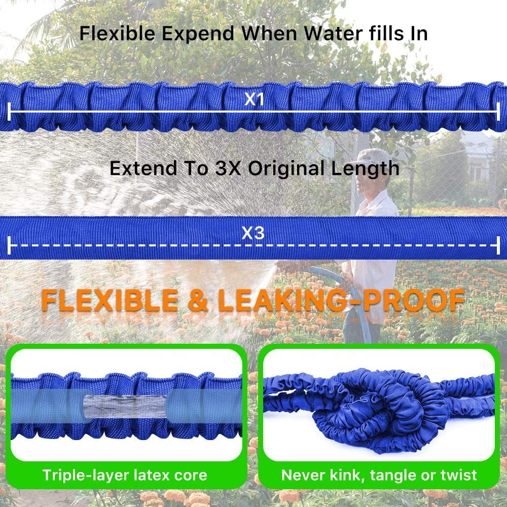 25ft Magic Flexible Garden Hose Expandable Watering Hose Plastic Hoses Telescopic Pipe With Spray Gun