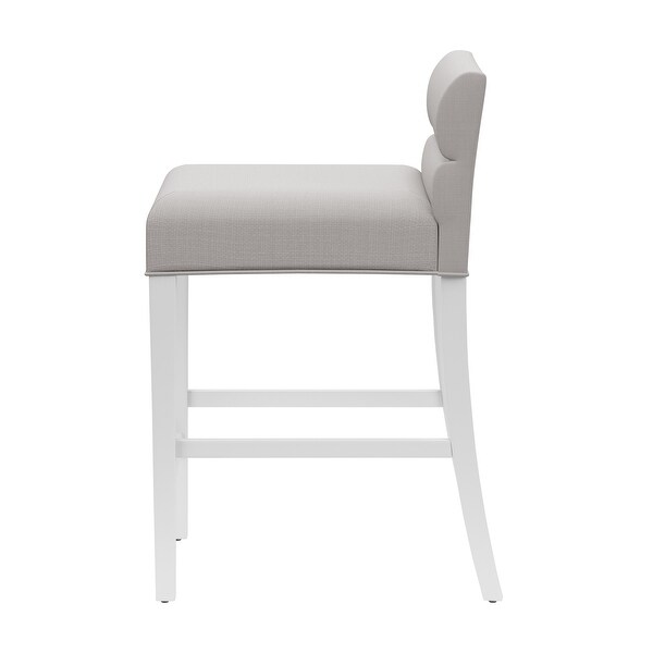 Desco Wood Upholstered Stool， White