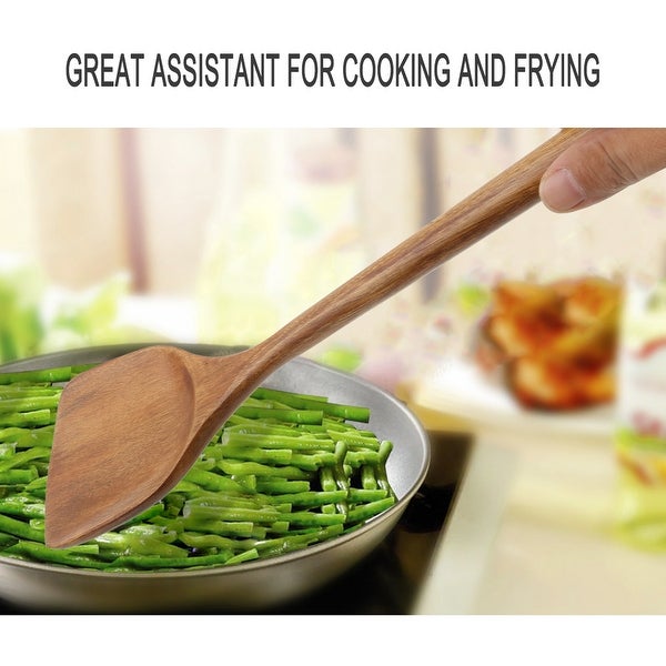 Wooden Turner Stir Frying Wok Spatula Kitchen Pan Cooking Baking Brown - 14.8