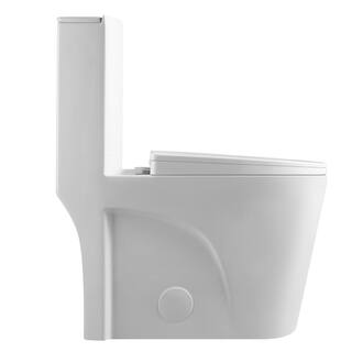 FUNKOL 16 in. Rough-In 1-piece 1.11.6 GPF Dual Flush Elongated Toilet in White Seat Included 21S09lyp01-GW