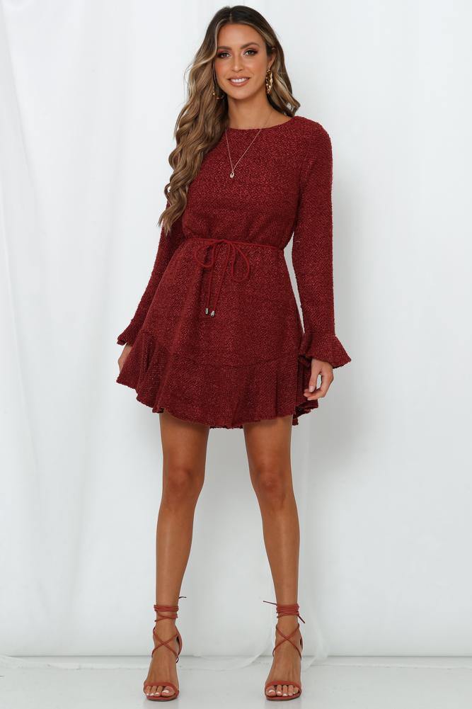 Keep Me Warm At Night Dress Maroon