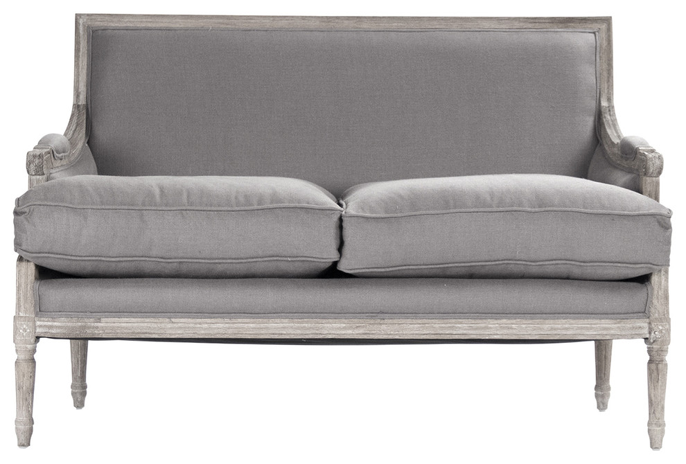 Louis Settee  Gray Linen   Traditional   Loveseats   by Nook  ampCottage  Houzz