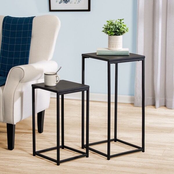 Set of 2 Square Side Tables， Black