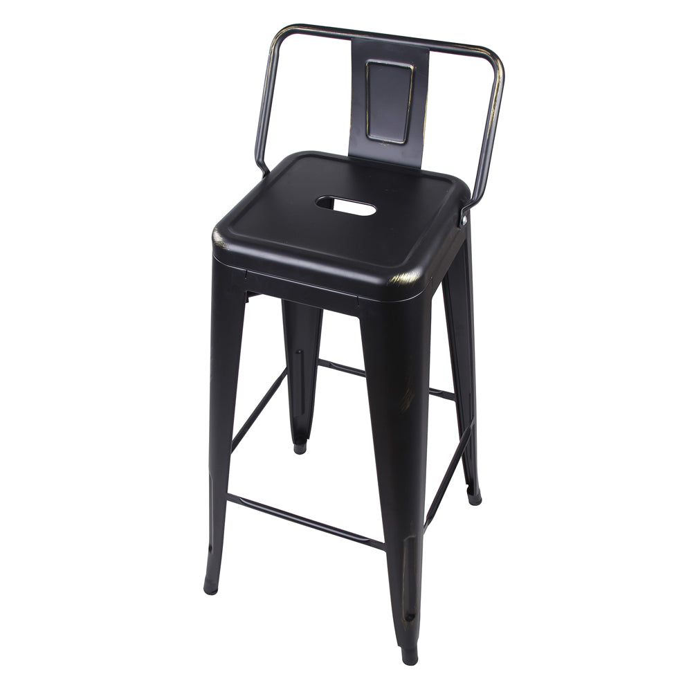 GIA Design Group 24 Inch Counter Height Low Back Metal Stool， Black