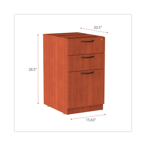 Alera Valencia Series Full Pedestal File， Left/Right， 3-Drawers: Box/Box/File， Legal/Letter， Cherry， 15.63