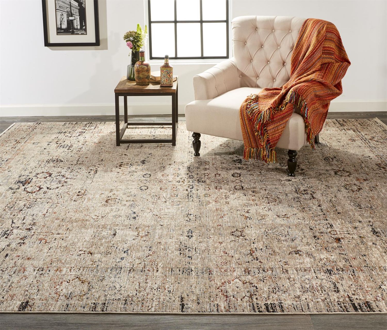 Ennis Ivory and Gray Rug by BD Fine