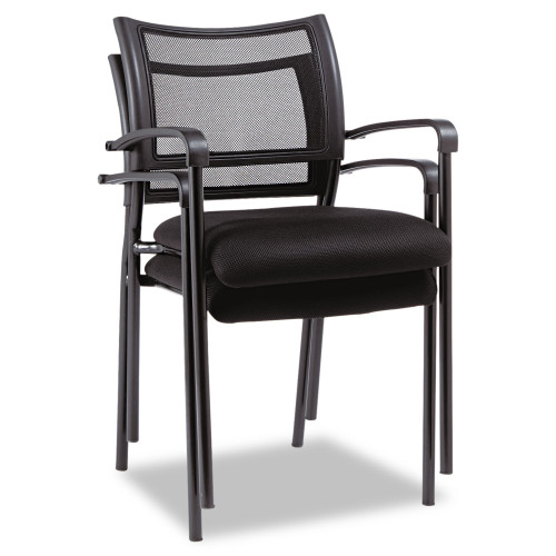 Alera Eikon Series Stacking Mesh Guest Chair， Supports Up to 275 lb， Black， 2/Carton (EK43ME10B)