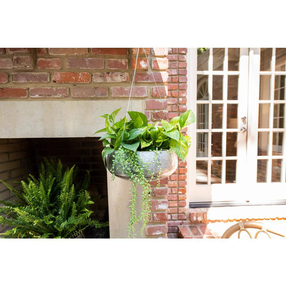 Storied Home Silver Iron Hanging Planter DA7381