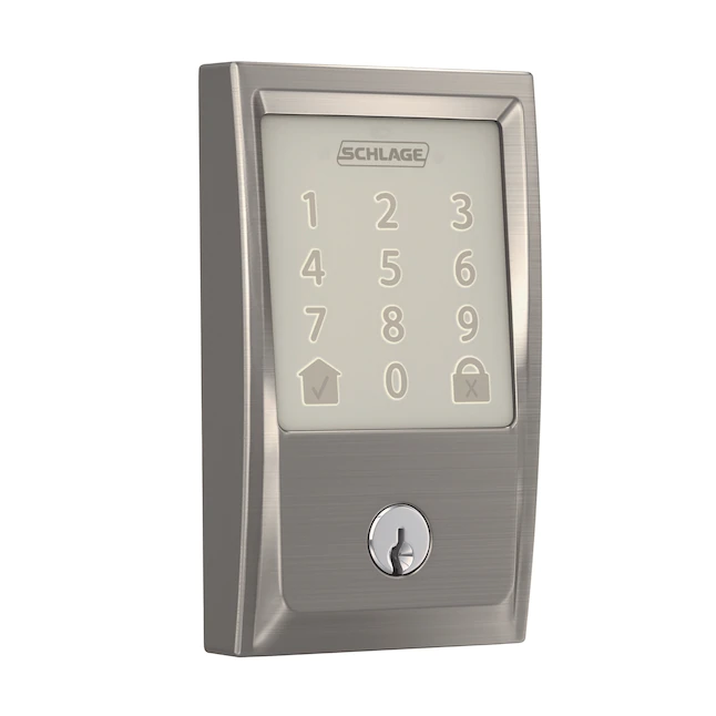 Schlage Encode Century Satin Nickel Wi-fi Compatibility Single Cylinder Electronic Deadbolt Lighted Keypad Touchscreen Smart Lock