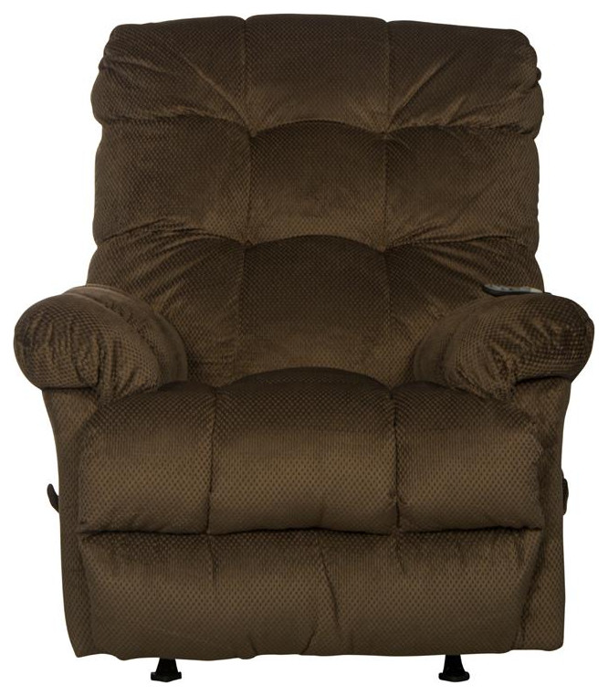 Batts Chaise Rocker Recliner with Heat  ampMassage in Brown Polyester Fabric   Transitional   Recliner Chairs   by Massiano  Houzz