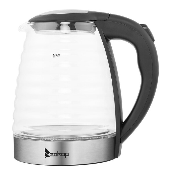 1.8L Stainless Steel Electric Kettle， Borosilicate Glass Kettle