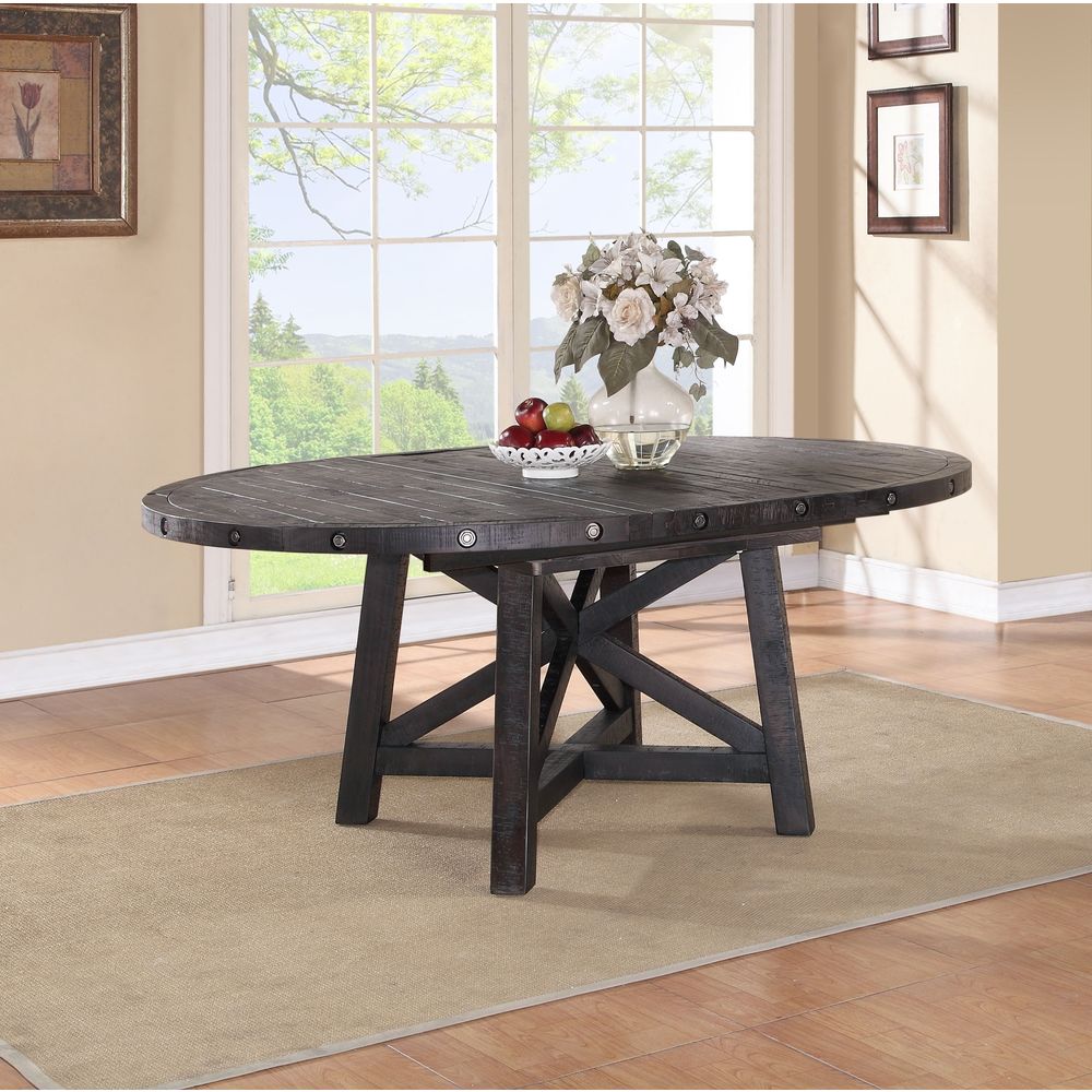 Industrial Solid Wood Round Extension Table