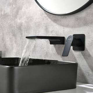 Boyel Living Single Handle Wall Mounted Faucet with Valve in Matte Black SMD-2410B