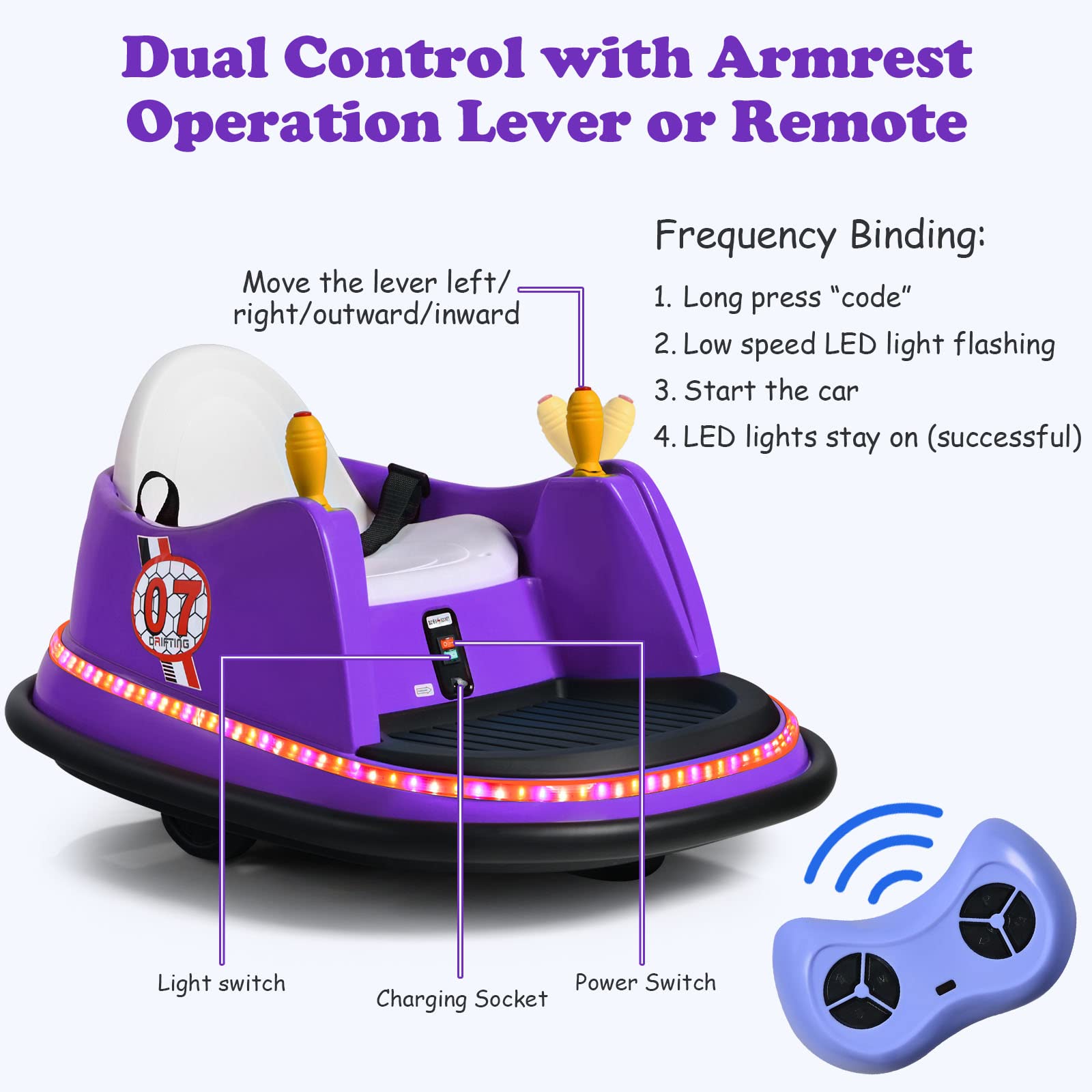 Bumper Car for Kids, 6V Battery Powered Electric Vehicle