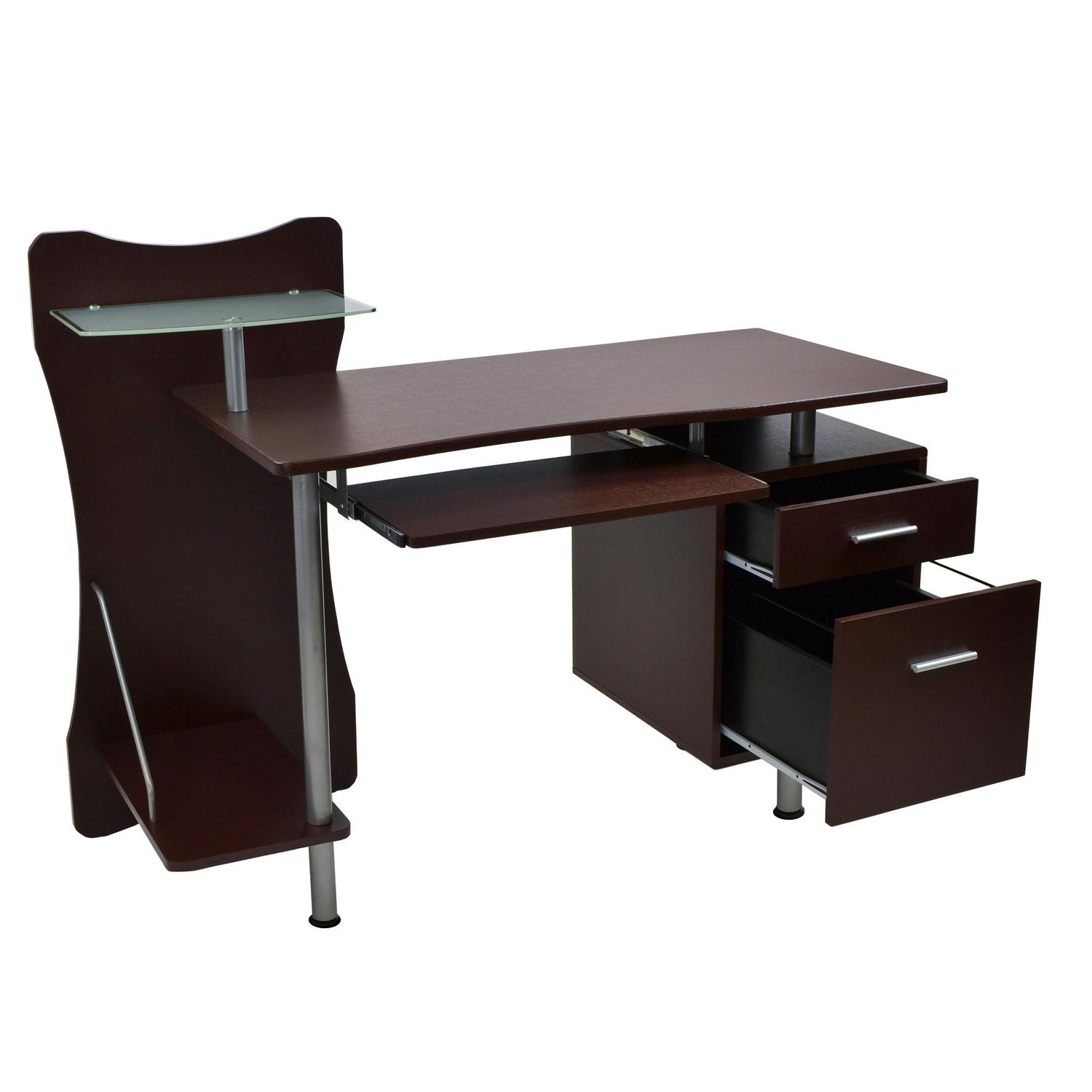 Techni Mobili Stylish Computer Desk with Storage， Chocolate