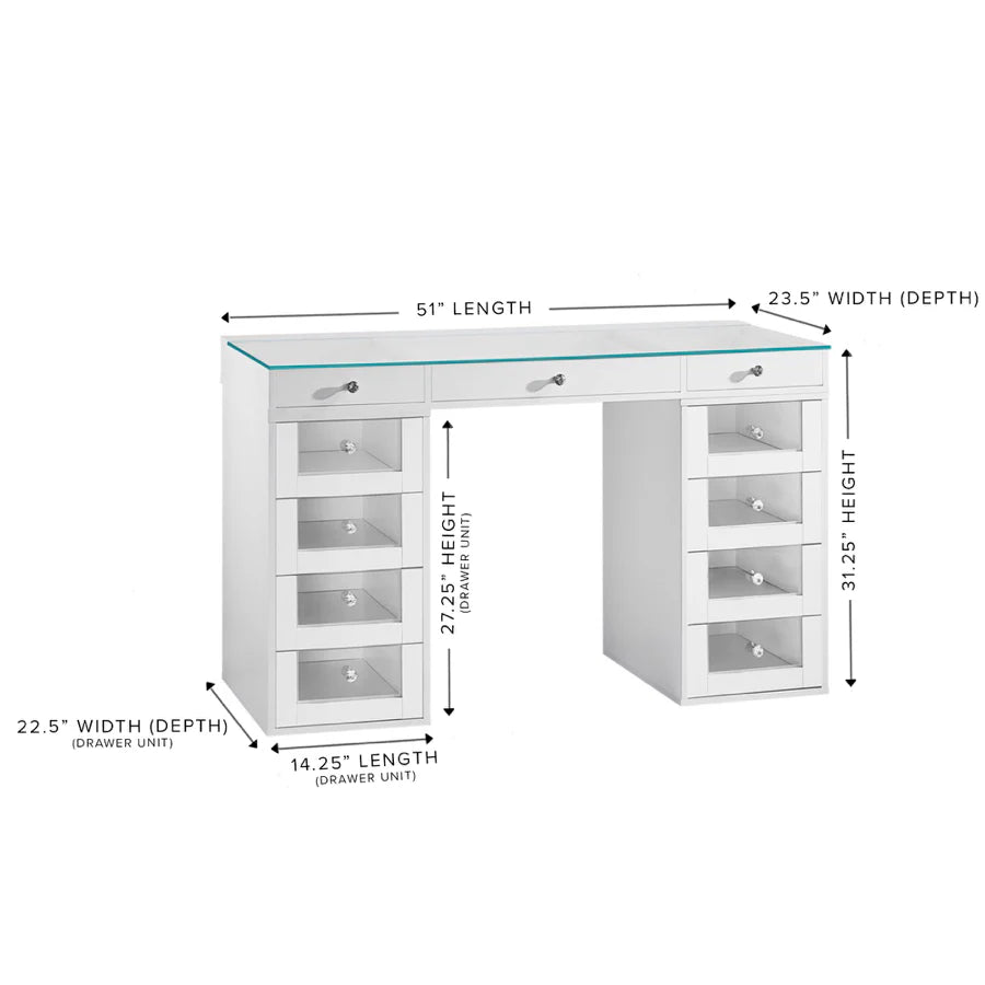 IVFT-SLAYPLUV24DR-WHT-N | SlayStation® Plus 2.0 Tabletop + Vanity Mirror + 4 Drawer Units Bundle