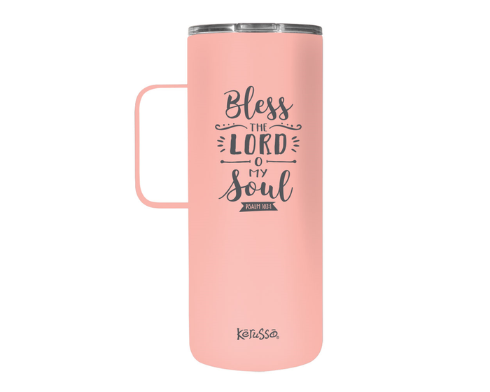 Kerusso Dual Wall Stainless Steel Bless the Lord Mug with Handle， 22 oz. - MUGS232