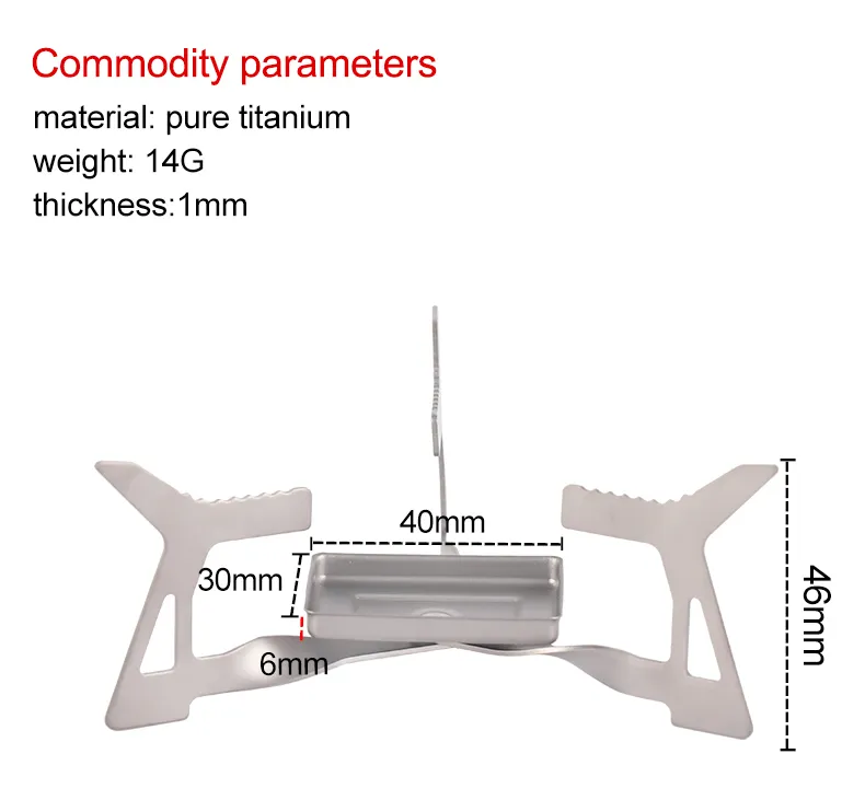 Titanium Foldable and Portable Stove Outdoor Camp Kitchen Equipment for Hiking Backpacking Picnic and BBQ Solid Fuel Tables