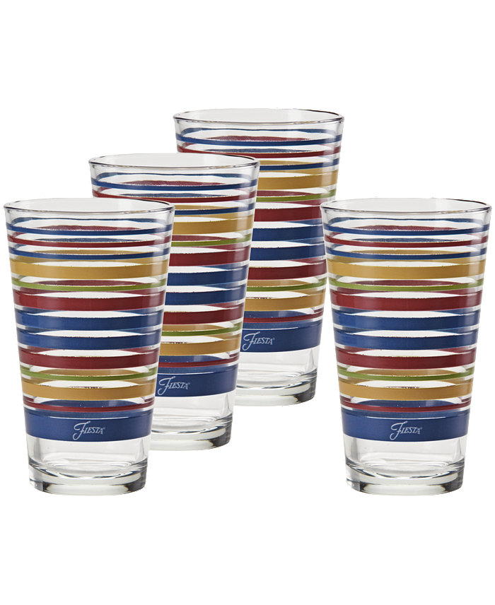 Fiesta Bright Stripes 16-Ounce Tapered Cooler Glass Set of 4