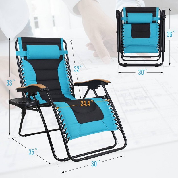 Lafuma Patio Zero Gravity Free Padded Seat Recliner With Cup Holder amp Alloy Steel Frame Blue green Captiva Designs