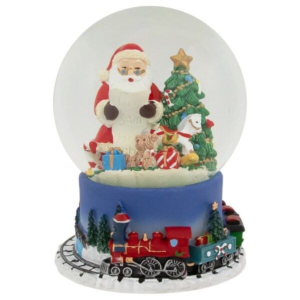 Christmas Train Around Santa Delivering Gifts Musical Water Globe