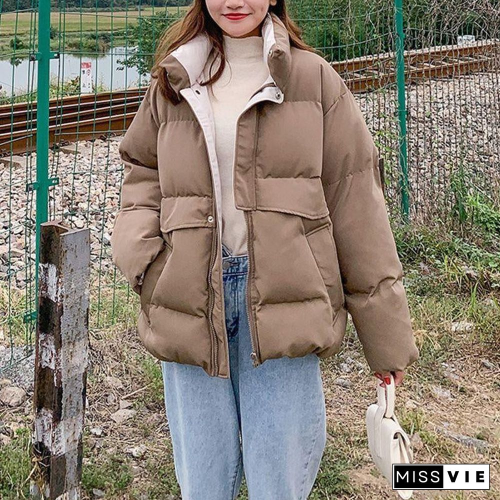 Oversized Quilted Winter Puffer Thick Warm Padded Puff Parka Jacket