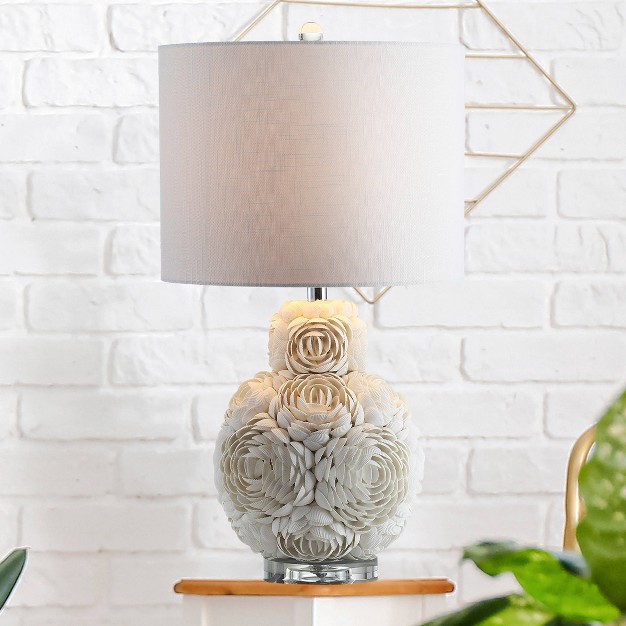 Seashell Rosette Table Lamp includes Led Light Bulb White Jonathan Y