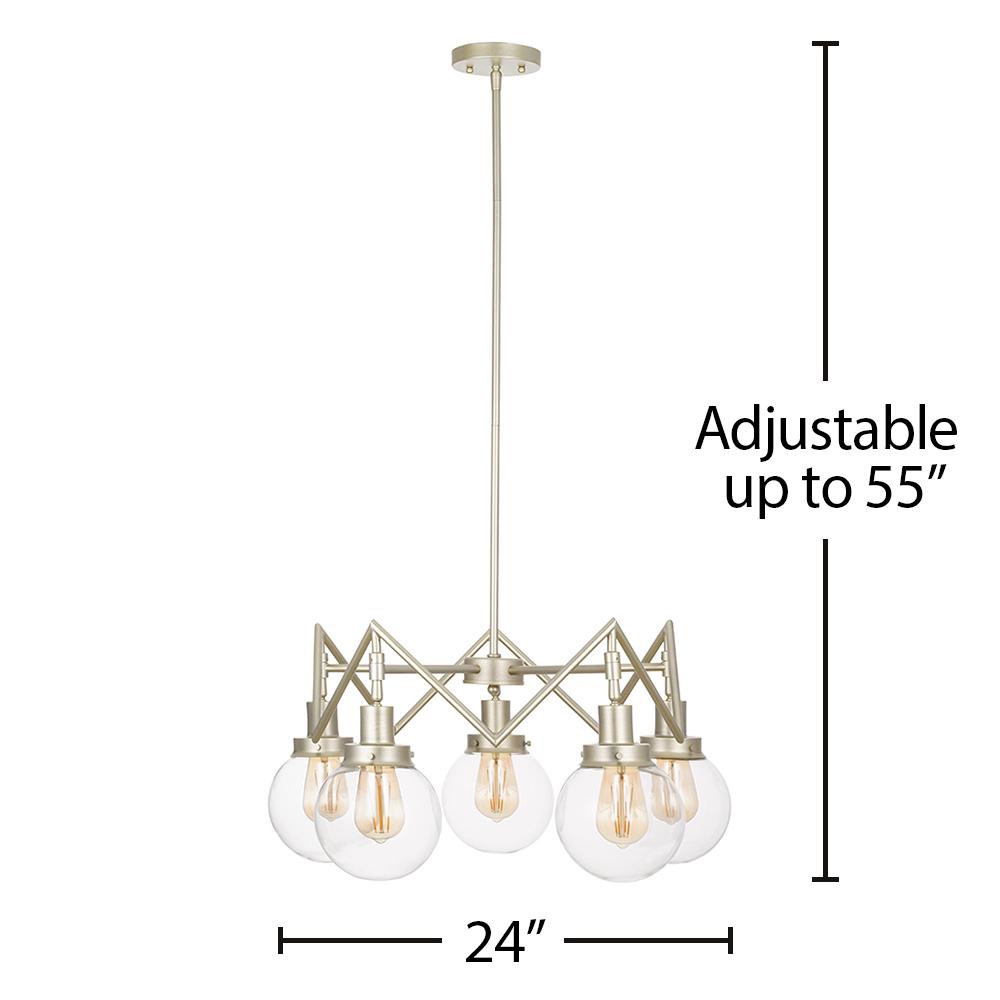 Cresswell Lighting Modern 5-Light Champagne Metal Chandelier， LED Bulb Included