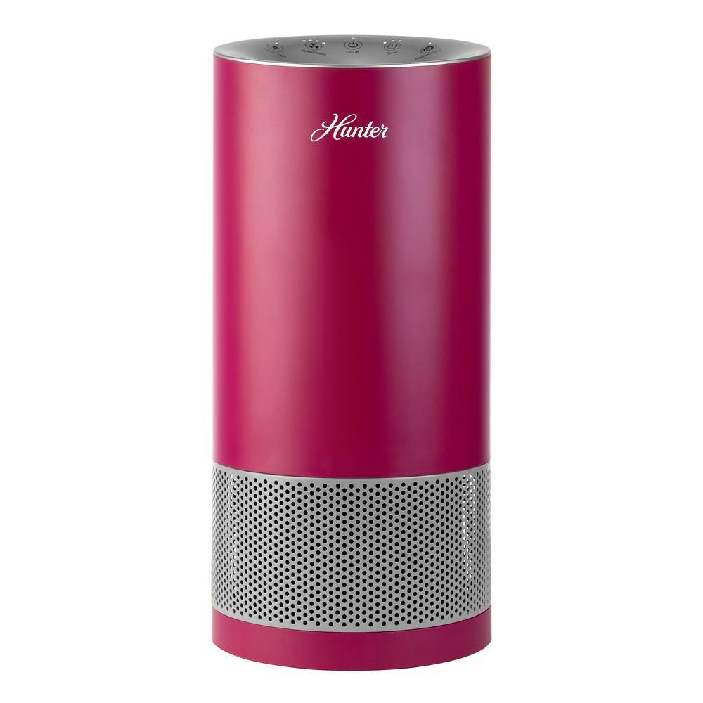 Hunter HP400 104 sq. ft. Round Tower Air Purifier for Allergy and Asthma Relief in Merlot and Silver HP400MLS