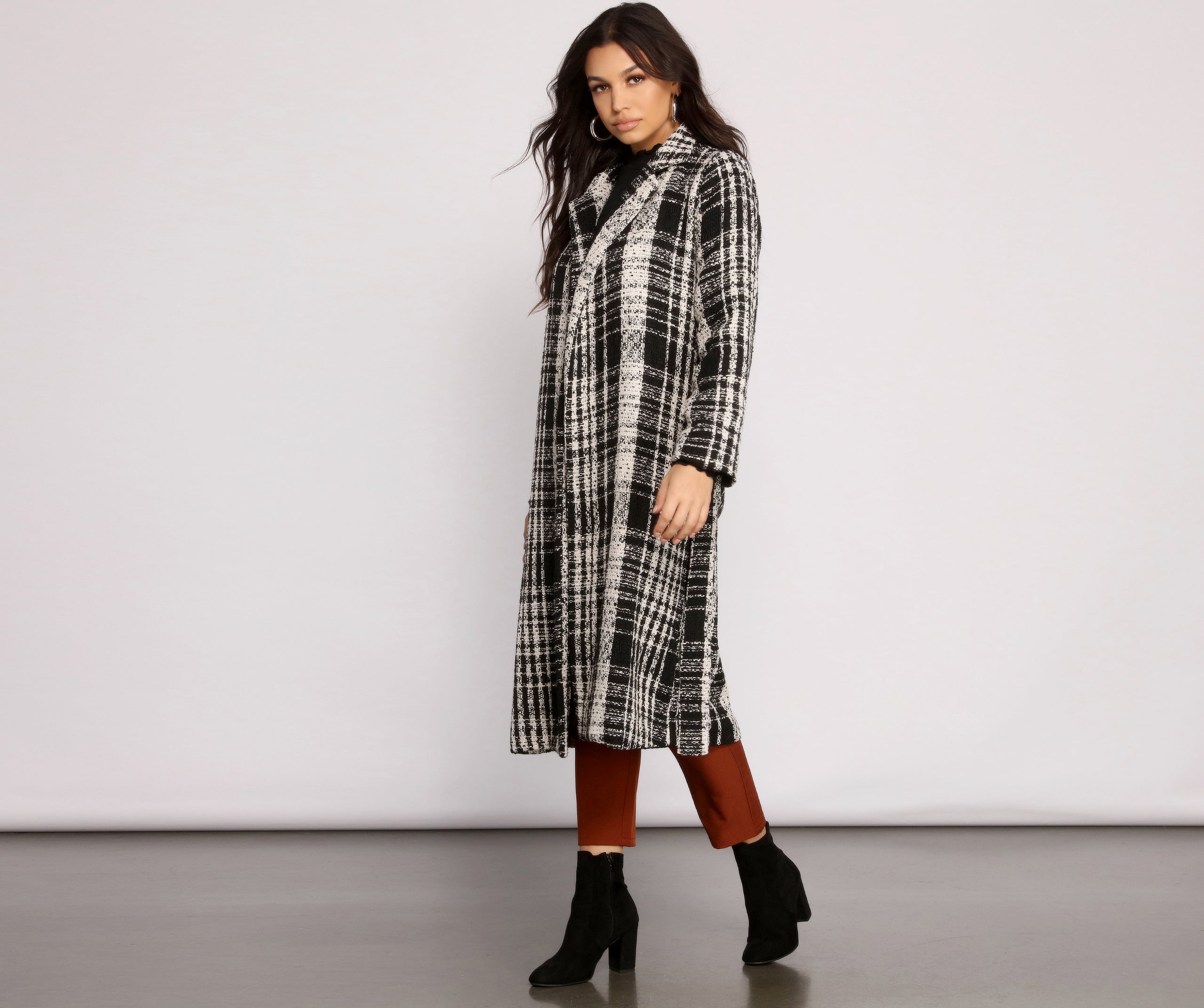 Poised Tweed Belted Coat