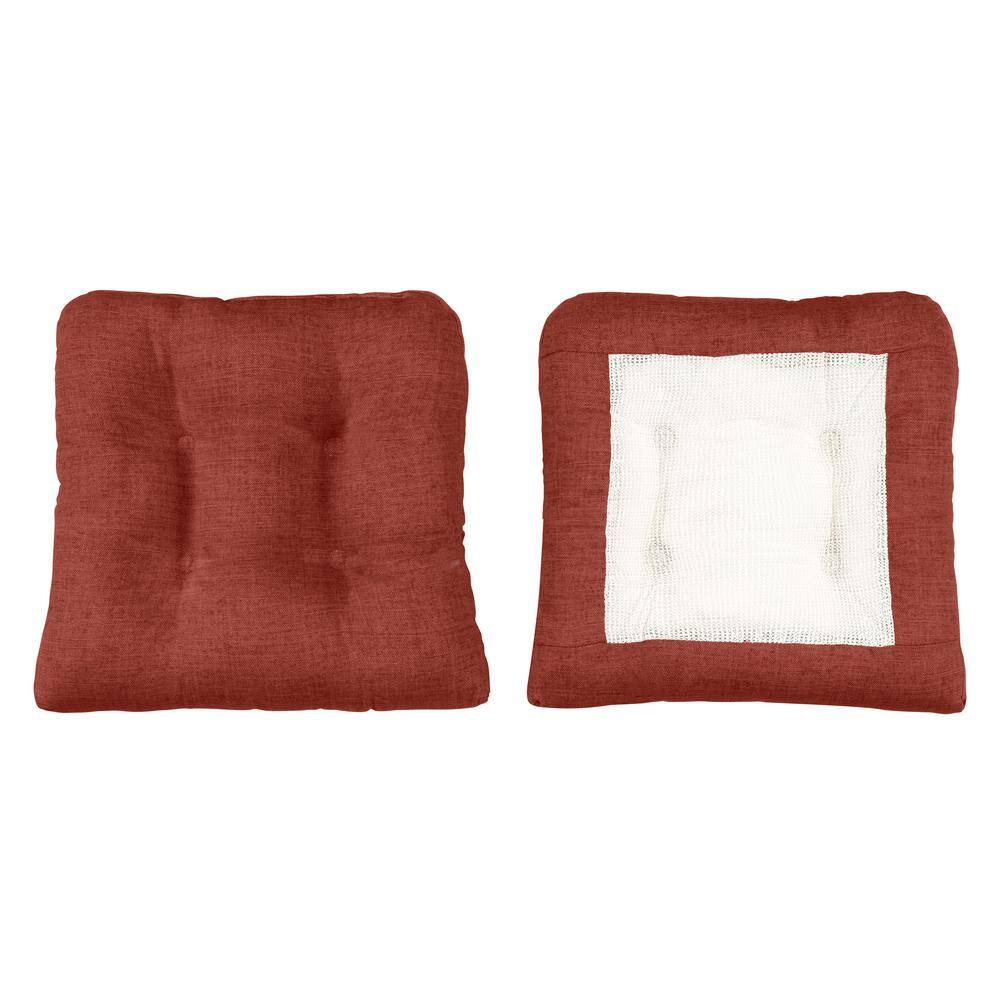 Ellis Curtain Lisa Solid Red 16 in. Non Skid Chair Pad 717547035227