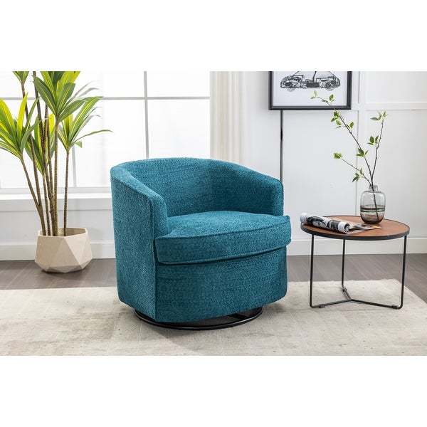 Swivel Barrel Chair Leisure Arm Chair Swivel Barrel Chair Round Accent Sofa Lounge Armchair for Livingroom， Lake Blue