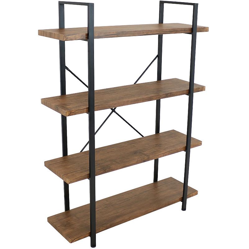 Sunnydaze 4-tier Bookshelf With Wood Veneer Shelves