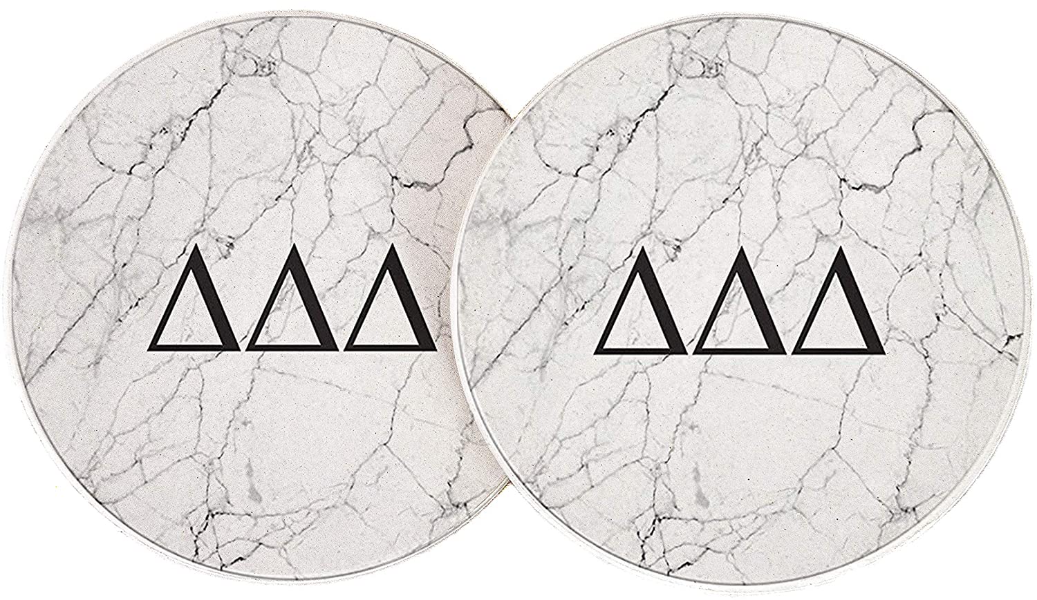 Delta Delta Delta Sorority Absorbent Sandstone Car Cup Coaster (Set of 2) Licensed Product tri delta (Light Marble)