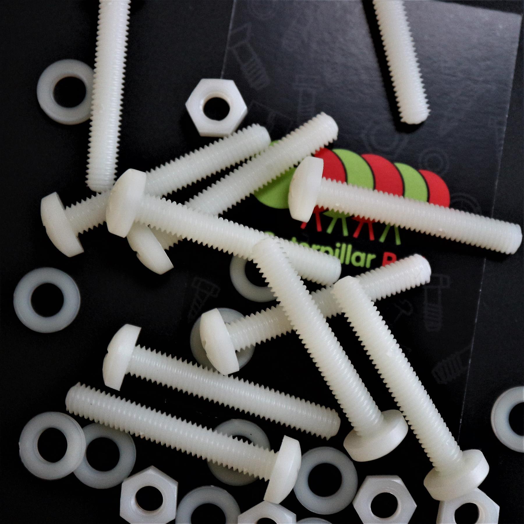 50x Nylon， Pan Cross Head， M6 x 40mm， Plastic Bolts， Nuts and Washers - Screws