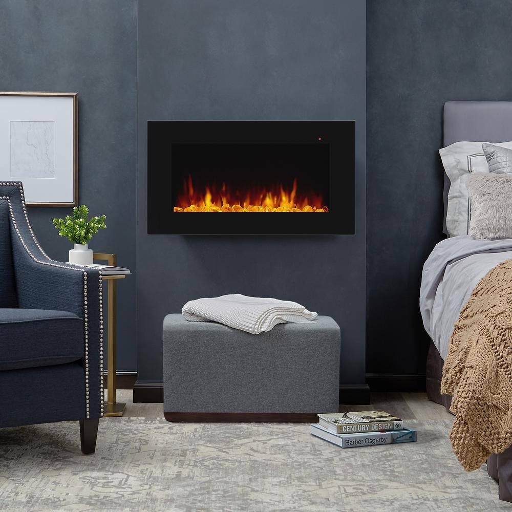 Real Flame Corretto 40 in. Wall-Mount Electric Fireplace in Black 1340E-BK