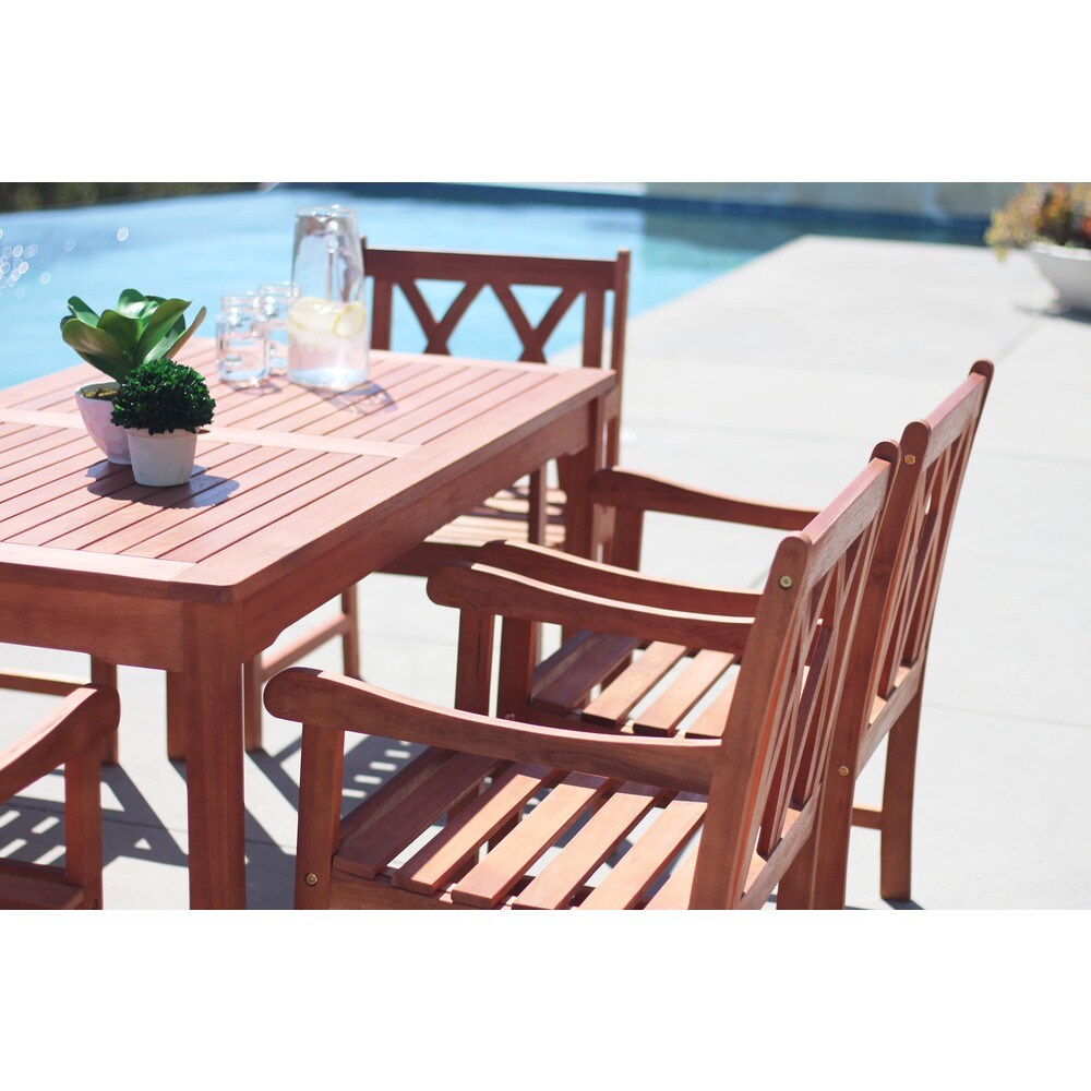 Surfside Eco friendly 5 piece Outdoor Hardwood Dining Set with Rectangle Table and Arm Chairs by Havenside Home