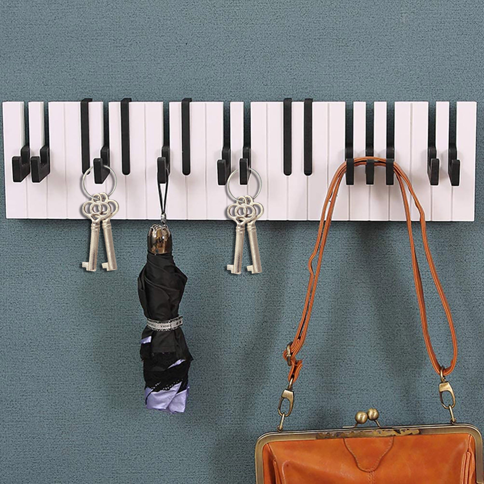 Egmy Piano Wooden Coat Racks， Piano Hooks Coat Rack， Wall-Mounted Wooden Coat Hook