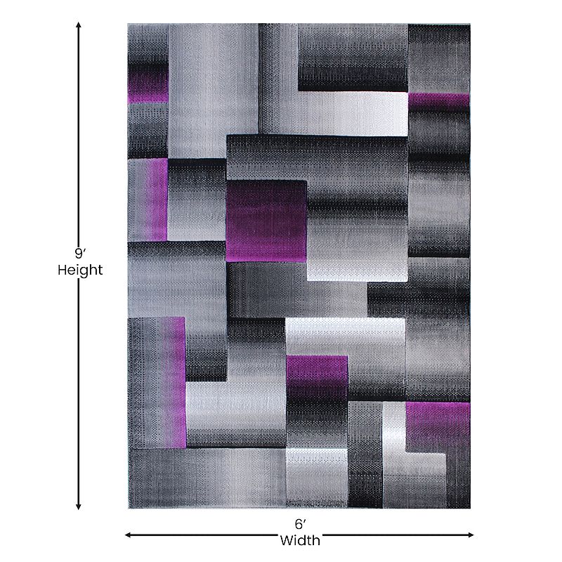 Masada Rugs Masada Rugs Trendz Collection 6'x9' Modern Contemporary Area Rug in Purple， Gray and Black-Design Trz861