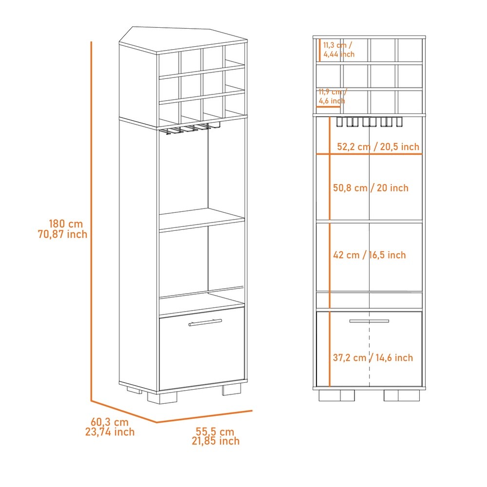 Jackson 12 Bottle 2 Shelf 1 Drawer Bar Cabinet Mahagony and Macadamia