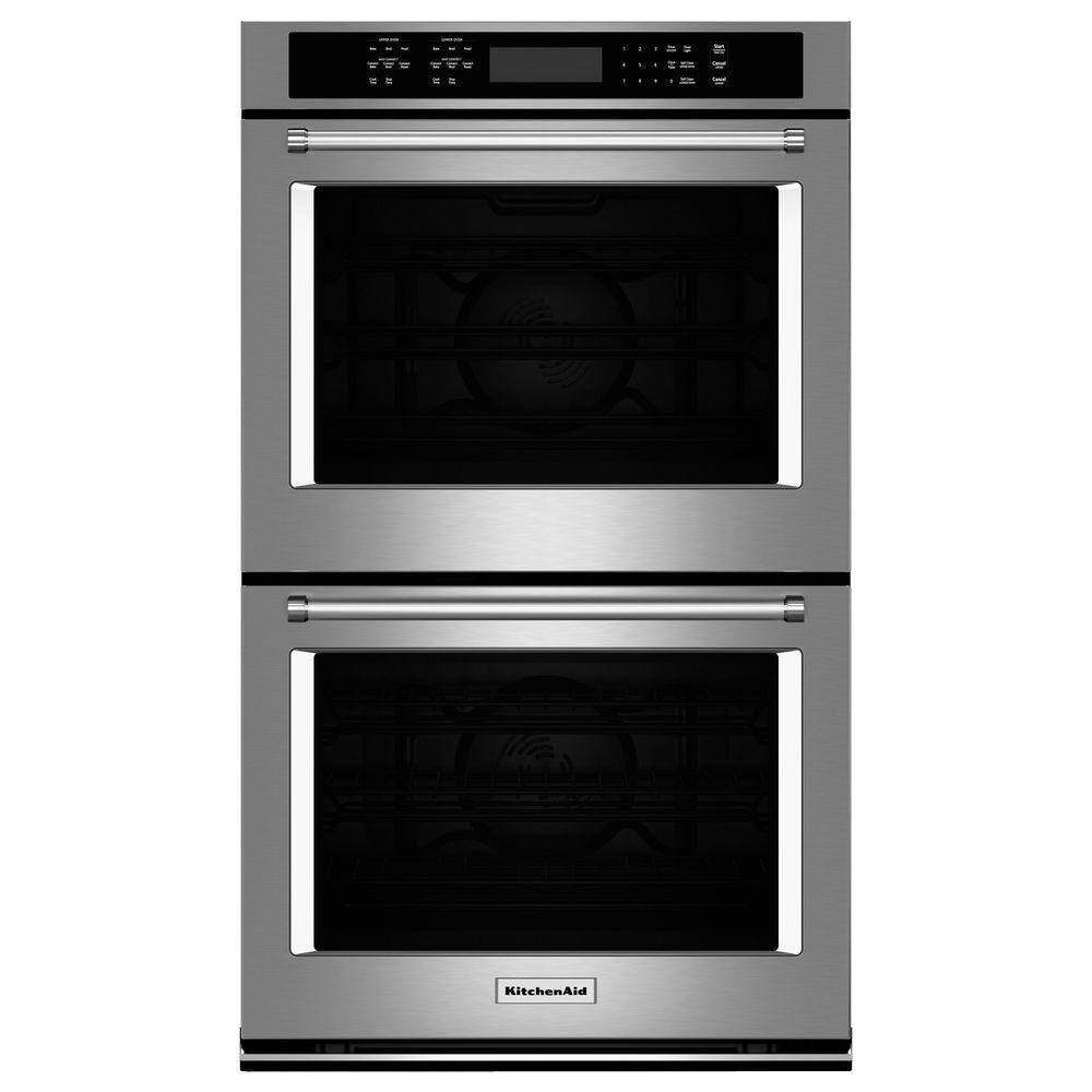 KitchenAid 27 in. Double Electric Wall Oven Self-Cleaning with Convection in Stainless Steel KODE507ESS