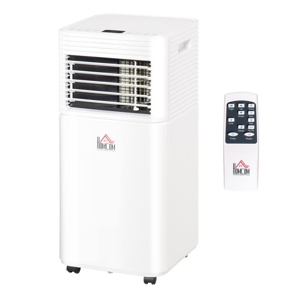 HOMCOM 7000 BTU Portable Mobile Air Conditioner for Cooling Dehumidifying and Ventilating with Remote Control White 823-006V80