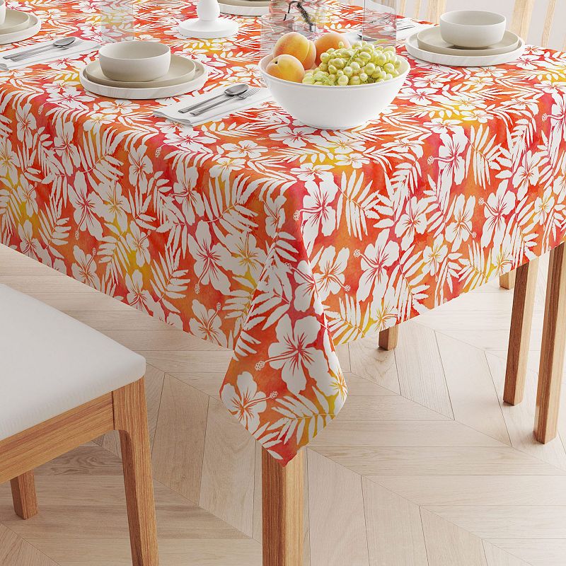 Square Tablecloth， 100% Polyester， 70x70， Hibiscus Island Style