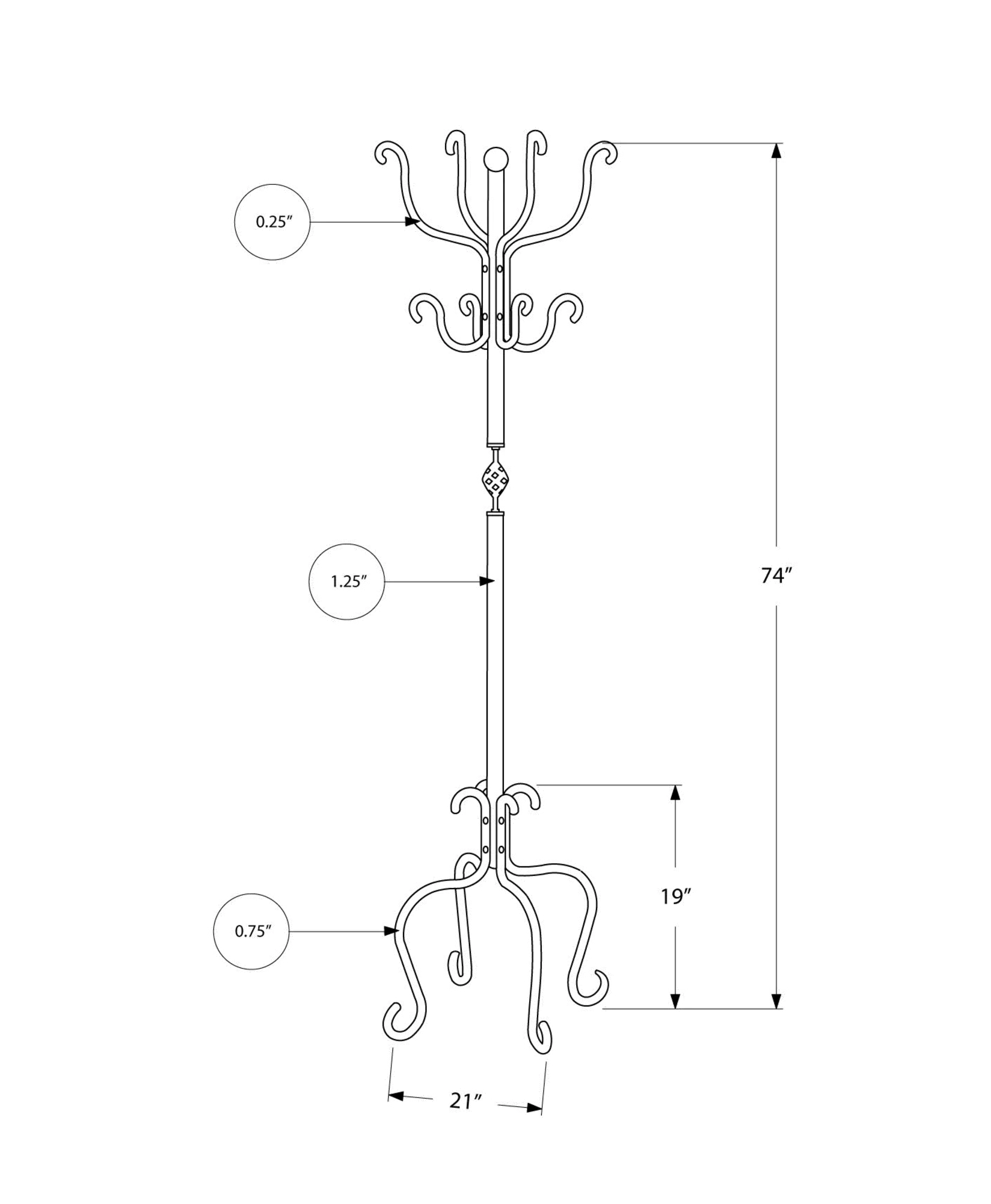 Black Metal Traditional Coat Rack