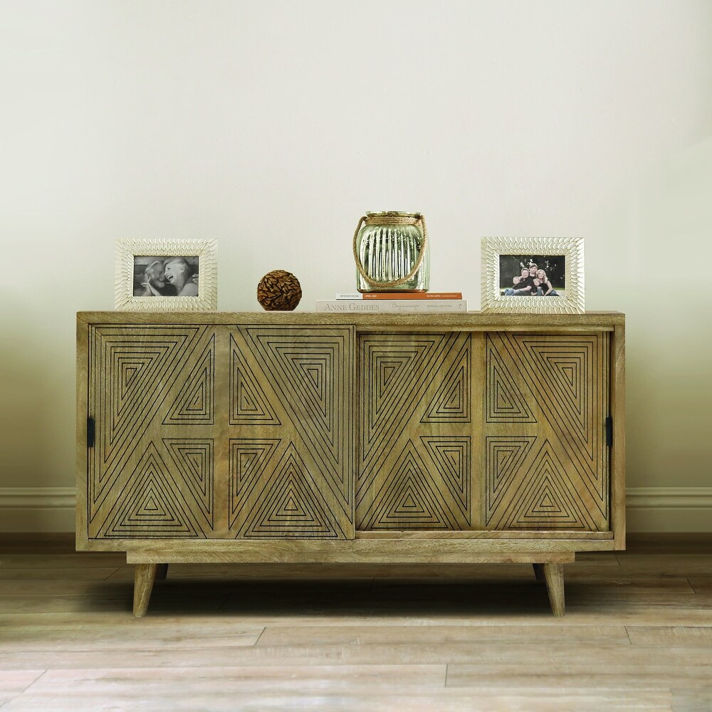 Bidi Mid Century Modern Solid Wood 2 shelf Buffet by Furniture of America