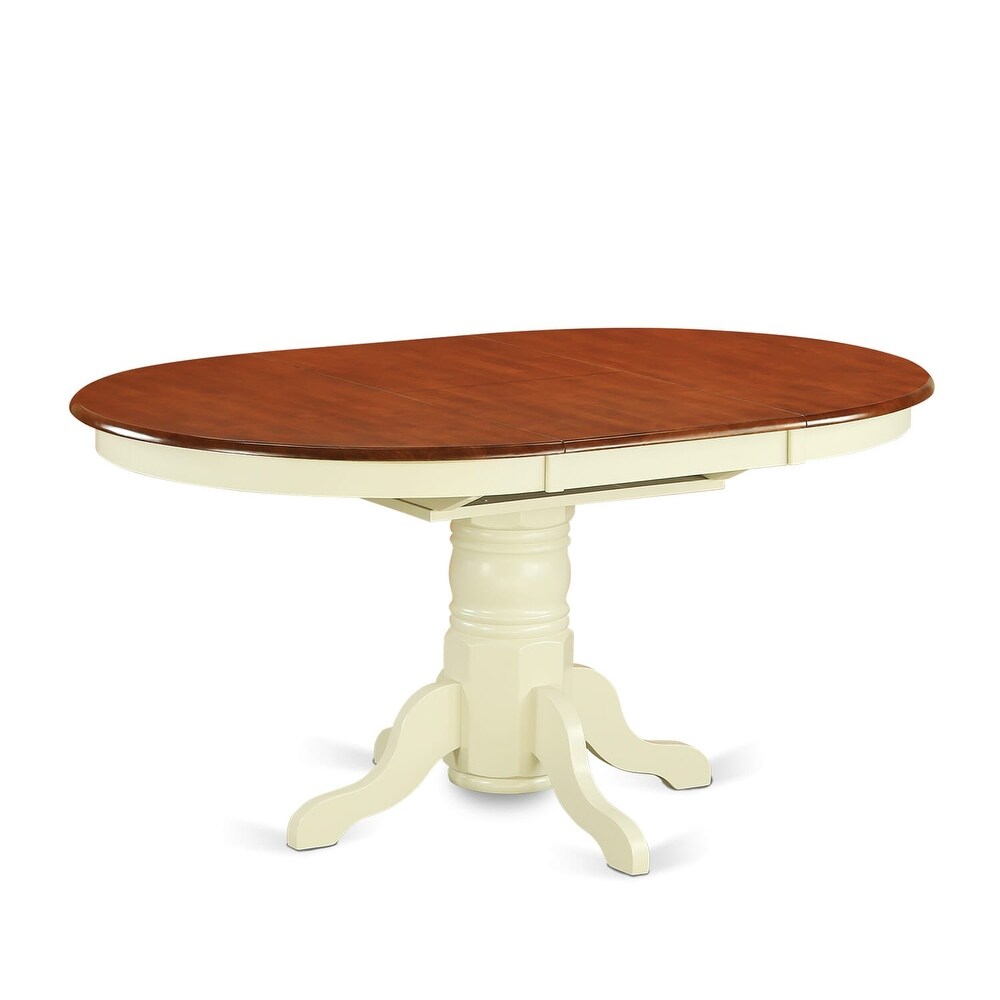 East West Furniture Kitchen Dining Table Butterfly leaf Oval Table Top and Pedestal Legs  Hardwood Table (Finish Option)