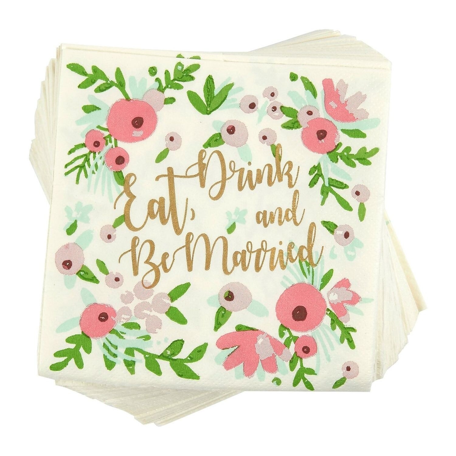 100 Bachelorette Party Bridal Shower Cocktail Napkins -Eat， Drink and Be Married